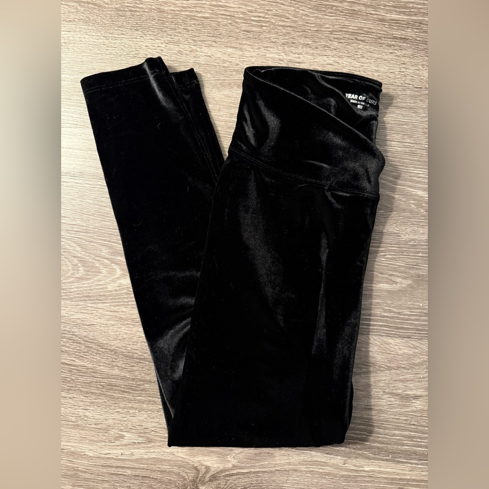 Year Of Ours Black Velvet Leggings Large